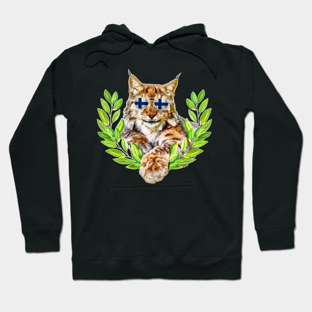 The finland lynx cat in freedom a wild cat in satisfaction Hoodie by UMF - Fwo Faces Frog